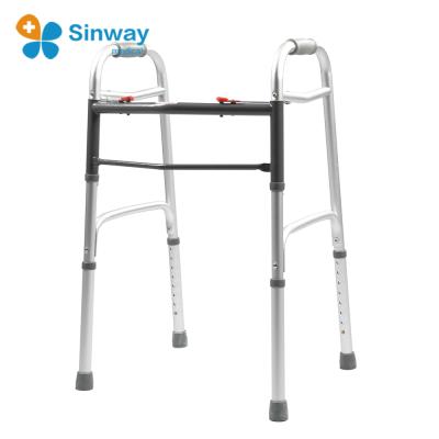 China Home-used Medical Supplies Aluminum Two Button Folding Elder Walkers for sale