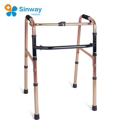 China One Button Aluminum Aluminum Medical Elderly Folding Rollator Walker for sale