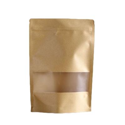 China Low Price Recyclable Durable Food Snack Packaging Kraft Composite Plastic Ziplock Custom Printed Paper Bags With Clear Window for sale