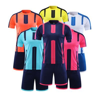 China Custom Teams Retro Dark Blue Personal Design Mens International Football Jersey Set Quick-drying Collar for sale