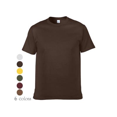 China Anti-Wrinkle Wholesale Mens T-shirt White Brown 100% Cotton Crew Neck for sale