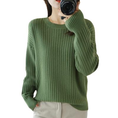 China 2021 Anti-wrinkle new design round neck thickened women's knitted loose lazy sweater for winter for sale