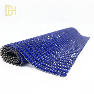 China Pointback S006 hotsale factory supply wholesale 2.5*5 ink blue glass ink rhinestone mesh self-adhesive mesh sheets 24*40cm for sale