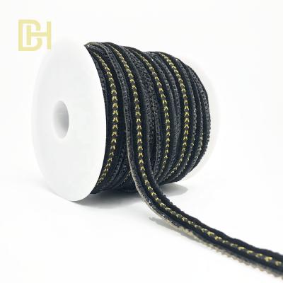 China Bags Hot Sale L049 Polyester Braided Iron On Hotfix Black Rhinestone Applique Beads Chain With Claw Band for sale