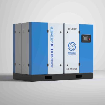 China Horizontal Permanent Magnet Double Stage Screw Air Compressor 120hp 90kw for sale