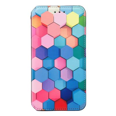 China 2021 Anti-fall Geometric Pattern INS Geometric Pattern PU Wallet Cell Phone Leather Case For iphone 12 13 Pro Mini XR Max X XS Max for sale