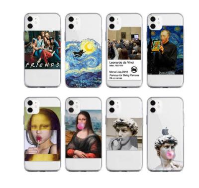 China Funny Anti-fall Art Paintings Cover Mona Lisa Van Gogh Paintings Cover For iPhone 12 / For iPhone 11 Cute Design Case for sale