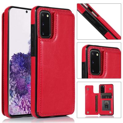 China Anti-fall Amazon Hot Selling Retro PU Kickstand Wallet Cell Phone Leather Cover For Samsung Galaxy S21 Note Plus Ultra 20 A51 A71 for sale