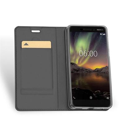 China Hot Selling Nokia 6.1 Kick-stand Leather Case PU Leather Flip Wallet Case Cover For Nokia 6 2018 With Card Slot for sale