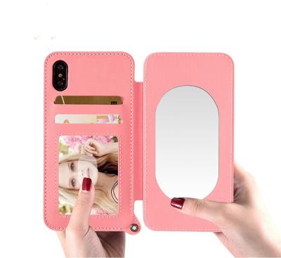 China Hot Selling Cute Style Anti-fall Magnetic Flip Cover PU Cell Phone Wallet Leather Case For Aquos E6 Air With Mirror for sale