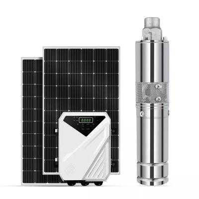 China 304 S/S motor high capacity solar submersible water pump system 2hp solar borehole water pump solar water pump for sale