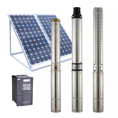 China 304 newest S/S motor shaft solar water pumps for irrigation high head surface water solar pump for irrigation solar power submersible water pump for sale