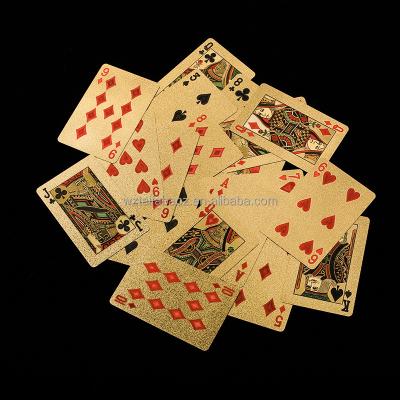 China Entertaiment Playing Cards Washable Flexible High Grade Plastic Gold Foil Plated Deck of Cards Waterproof Playing Poker Cards for sale