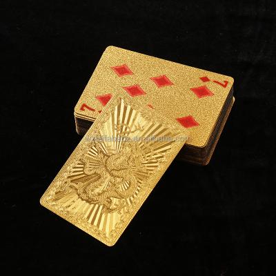 China Entertaiment Playing Cards Stock Wholesale Plastic Chinese Dragon Golden 24k Poker Set Box Plated Playing Cards Gold Custom Size Designs for sale