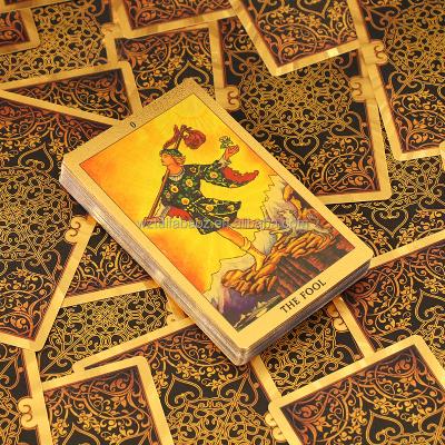 China Entertaiment Playing Cards Wholesale Printing Factory Tarot Card Gold Foil Black Gold Bulk Card Popular Tarot Cards For Beginners for sale