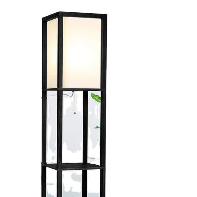 China Modern Modern LED Shelf Floor Lamp with White Shade and LED Bulb, Display Floor Lamps with Shelves for Living Room for sale