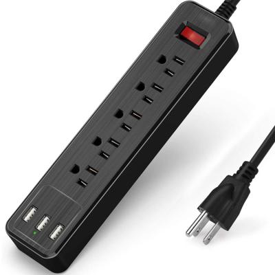 China Acrylonitrile-butadiene-styrene power strip, power strip surge protector, mountable extension cord protection 5 multiple outlets 3 USB ports for sale