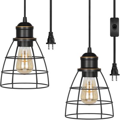 China Adjustable Industrial Pendant Light, Hanging Lights with Rope Plug for Bedroom, Kitchen, Dining Room for sale