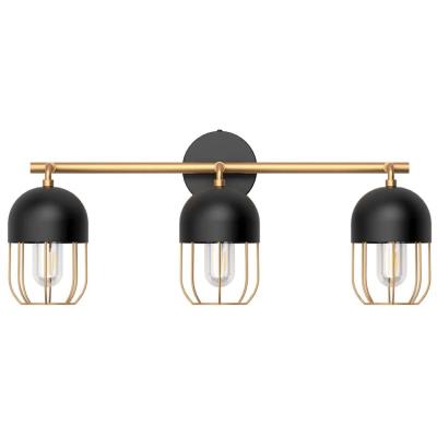 China Instant On Industrial Edison Vintage Wall Light 3-Light Metal Wire Cage Wall Sconce Fixture For Bathroom for sale