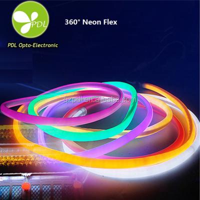 China Outdoor decoration led neon flex waterproof 12v 24v 220v dimmable round to shape 360 ​​degree 2825 SMD led neon flex for sale