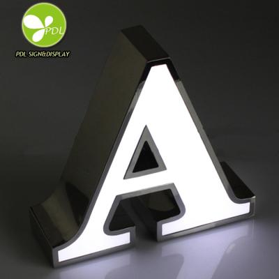 China Custom Satinless Stainless Steel Acrylic Front Led Letters Shop Name Board Designs for sale