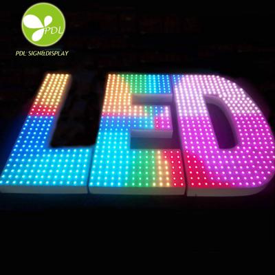 China Waterproof Full Color Frontlit Metal LED Exposed Illuminated LED Letter Sign for sale