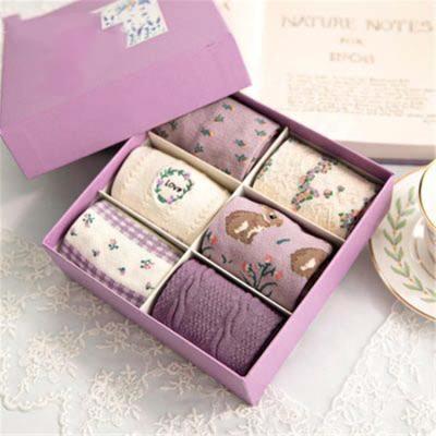 China Christmas socks autumn and winter new products women's socks ladies 6 pairs of gift box women's socks cotton wholesale for sale