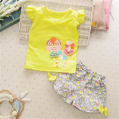 China Summer 2020 casual new arrive sleeveless printed cotton bow kids dress sets for sale