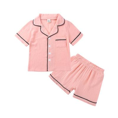 China Summer Cotton Casual Suit Children's Pajamas Comfortable Canvas Home Clothes Sets Girl's Sets for sale