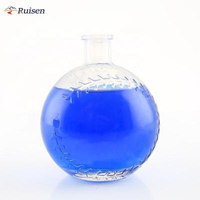 China Beverage Factory Price Vodka Liquor Glass Empty Bottle 375ml 500ml Round Gin Bottles With Cork Stopper for sale