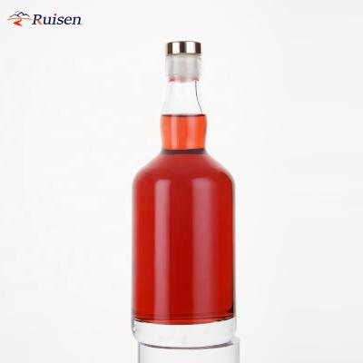 China Square Vodka Brandy Glass Bottle Empty Whiskey Rum Cork Top 500ml Tequila Bottle New Design Beverage 2023 for sale