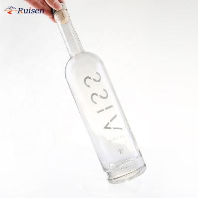 China 700ml Beverage Tequila Glass Bottles Decal Tequila Bottle With Cork Cap for sale