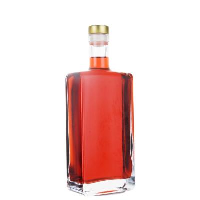 China Flat Square Liquor Bottle 500ml 700ml Stock Glass Liquor Bottles Made In Beverage Factory for sale