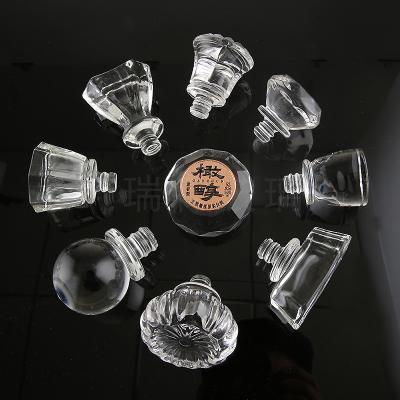 China Non Spill Glass Stopper Fancy Custom Unique Shaped Whiskey Liquor Liquor Bottle Lids Glass Stopper for sale