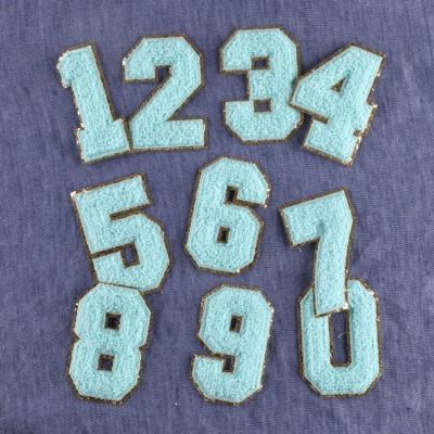 China HAPPEAK Viable Custom Embroidery Patches Iron On Chenille Patches Numbers For Jacket for sale