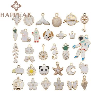 China Wholesale Ready Stock Romantic White Enamel Charms Bulk Cute Crown Pendant Charm For Bracelets Jewelry Making for sale