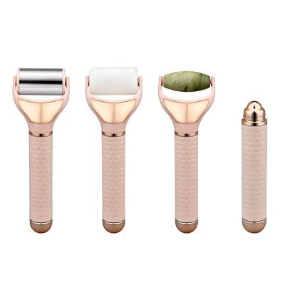 China Hot Selling Skin Care Products SHENYUAN Jade Stainless Steel Ice Roller Skin Rejuvenation 4 in 1 Eye Face Massager Facial Roller for sale