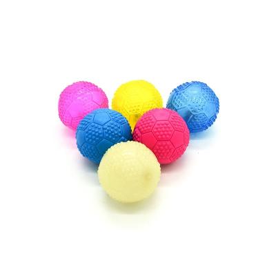 China Micro Viable Dog Toy Soccer Ball Indestructible TPR Poodle Dog Toys Squeaky Training Rubber Ball for sale