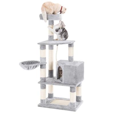 China Sustainable Cats Toys Scratching Post Tree Wall Space Wooden Sheep Rattan Cat Tree for sale