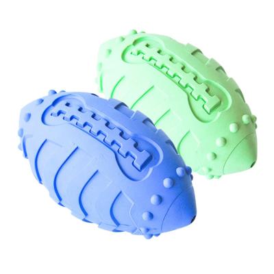 China Sustainable Eco Friendly Squeaky Training Rugby Ball Toys Hard Natural Rubber Dog Ball Toy for sale