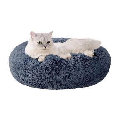 China Waterproof Plush Worry Relief Pet Beds Ultra Soft Comfortable Luxury Comfortable Fluffy Dog Bed Washable Donut Cat Bed for sale