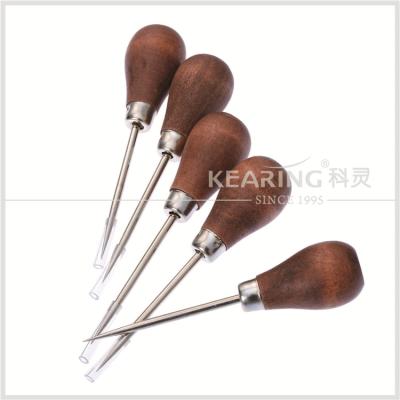 China Leathercraft Wood Craft Awl Handle Squash Wooden Awl Quilting Leather Professional Tools/Sewing Awl for sale