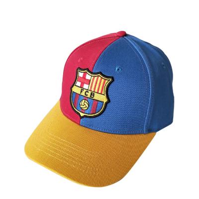 China CONTRAST COLOR JOINT Football Team Hat Soccer Ball Cap With 3D Embroidery Logo for sale