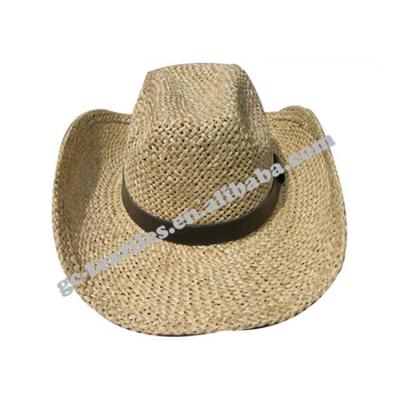 China Summer Beach Shade Design Fashion Natural Raw Material Straw Cowboy Hat Breathable Sun Eco-Friendly for sale