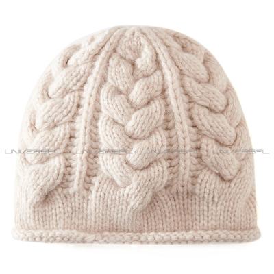 China JOINT Arylic / Wool Wring Jacquard Beanie Hat Rounding Top For Ladies Pink Color for sale