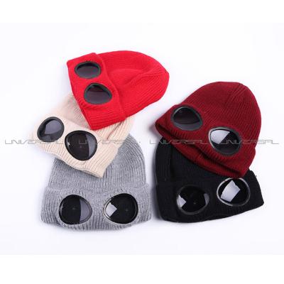 China JOINT fashion acrylic beanie with sunglass on the cuff many different color choice for sale