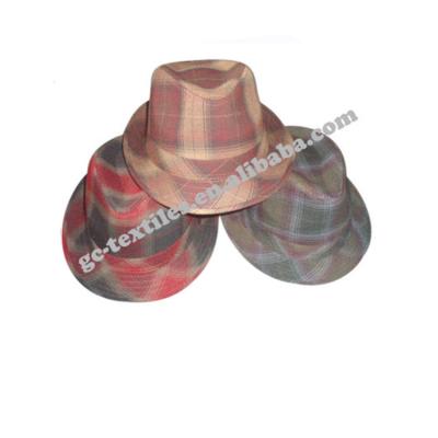 China Checked Custom Design 100% Cotton Leisure Mens Felted Hat Fashion Hat for sale