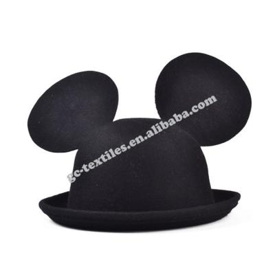 China Eco-friendly cute big domes cartoon mickey mouse wholesale price woolen cheap ladies felt fedora hats for sale