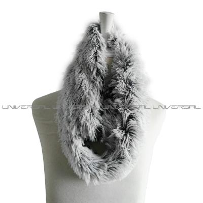 China 2021 soft smooth feeling fashion faux fur snood scarf with gradient color dye for unisex and long hair snood scarf for sale for sale