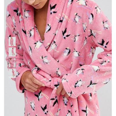 China Custom Made Warm Winter Fleece Fabric Women Cartoon Breathable Hot Selling Cute Coral Bathrobe For Women for sale